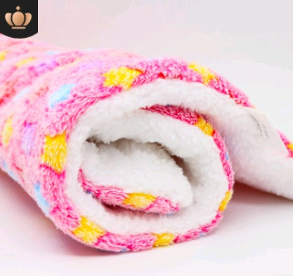 Cute & Cozy Pet Blanket | Soft Coral Fleece Mat for Dog, Cat & Crate