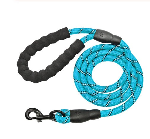 Reflective Nylon Dog Leash w/ Padded Foam Handle | Safety for Night Walks