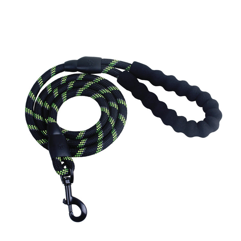 Reflective Nylon Dog Leash w/ Padded Foam Handle | Safety for Night Walks