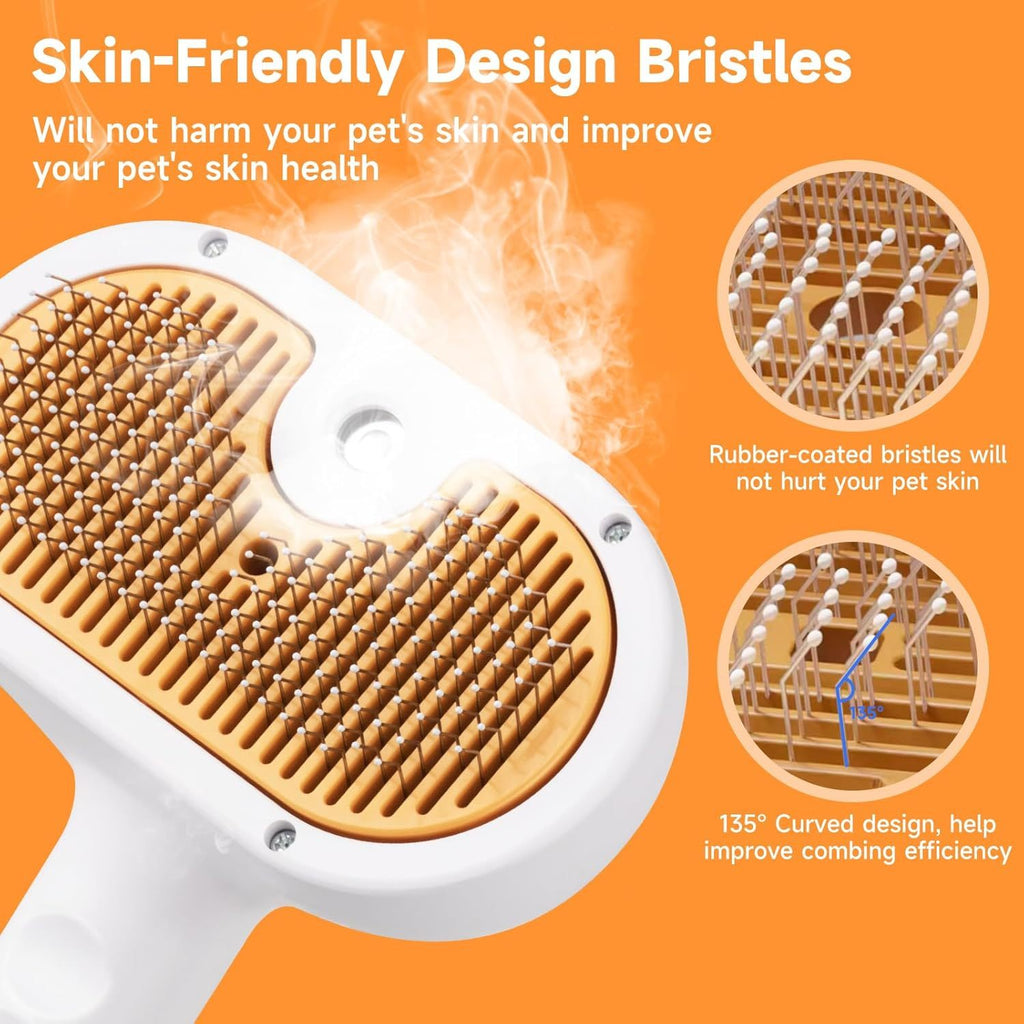 Universal Pet Steam Brush For Cats And Dogs 3-in-1 Spray Hair Removal Comb With Waterless Shampoo And Ear Towel,Tiktok, Amazon, Walmart Banned