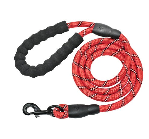 Reflective Nylon Dog Leash w/ Padded Foam Handle | Safety for Night Walks