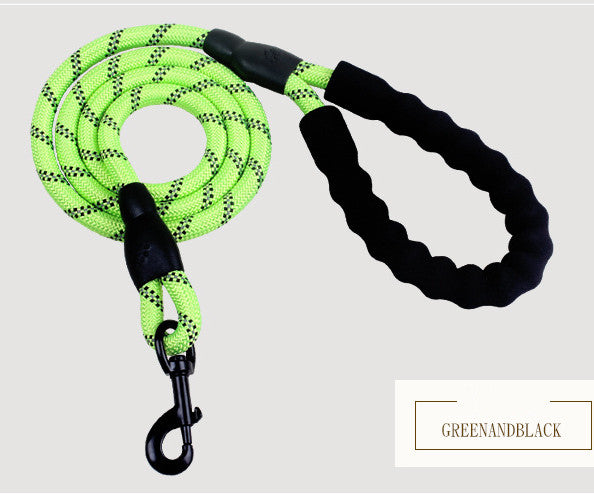 Reflective Nylon Dog Leash w/ Padded Foam Handle | Safety for Night Walks