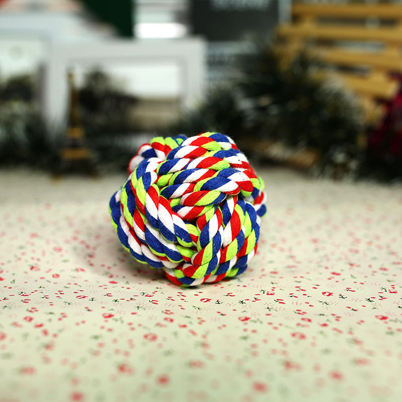 Durable Cotton Rope Dog Toy Ball - Chew & Fetch - CalmCanineShop