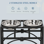 17" Double Stainless Heavy Duty Dog Food Bowl Elevated Pet Feeding Station