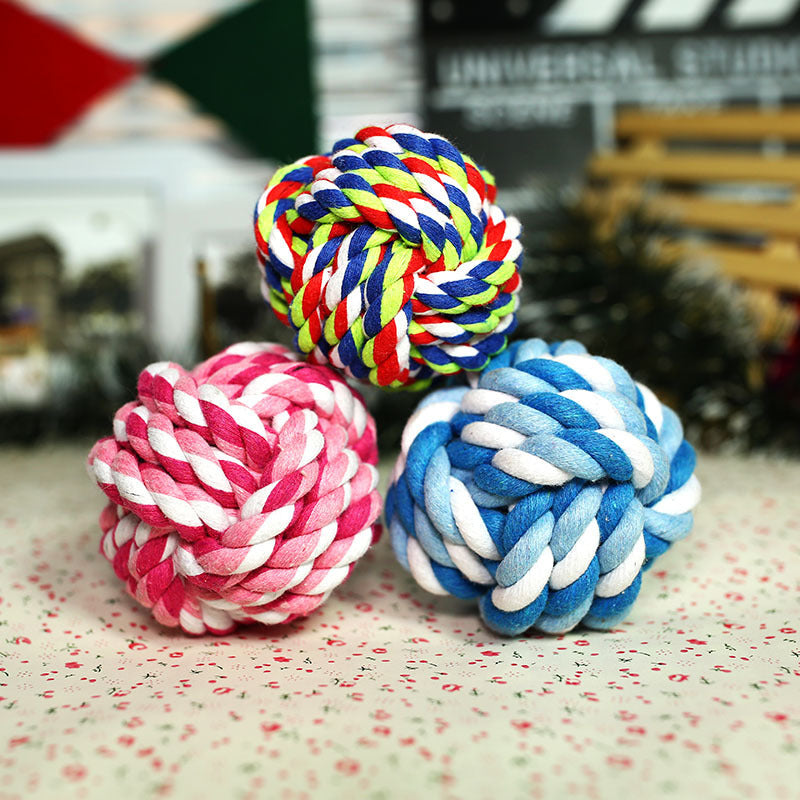 Durable Cotton Rope Dog Toy Ball - Chew & Fetch - CalmCanineShop