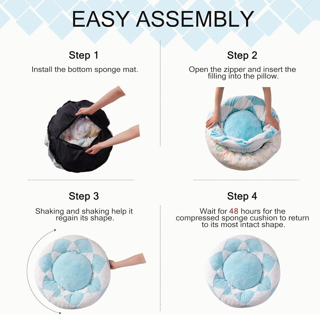 Calm Canine Solutions Orthopedic Donut Bed - Blue Check