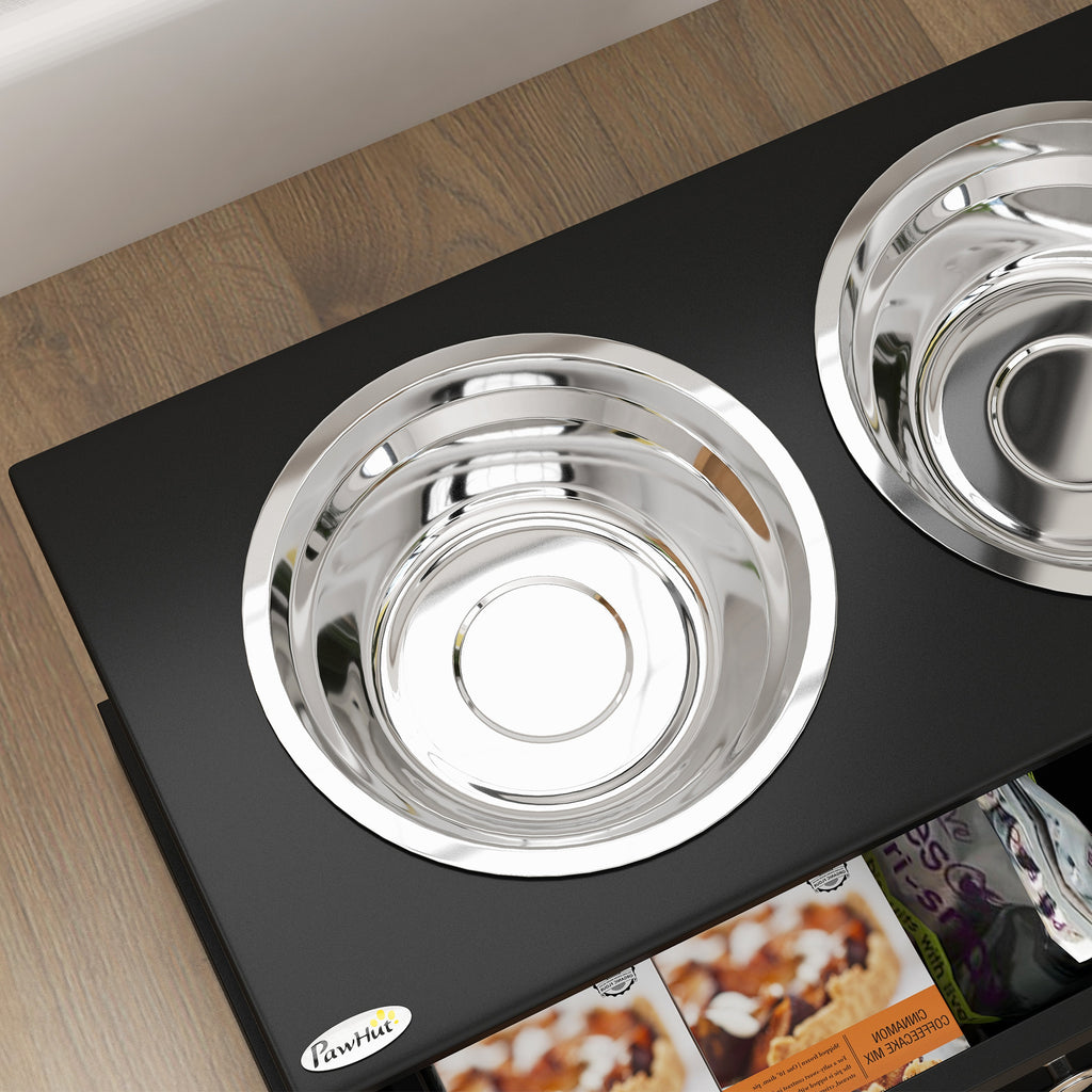 Large Elevated Dog Bowls with Storage Drawer Containing 11L Capacity