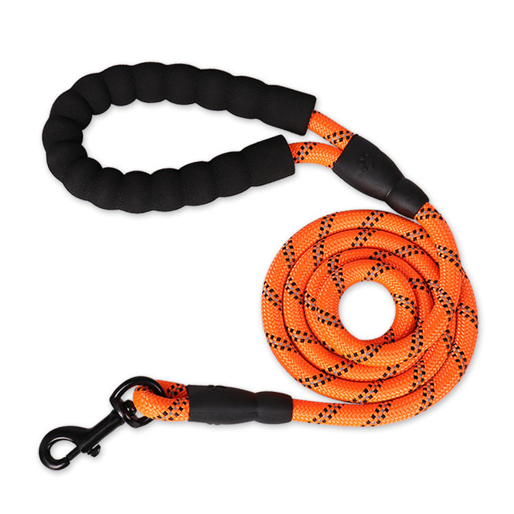 Reflective Nylon Dog Leash w/ Padded Foam Handle | Safety for Night Walks