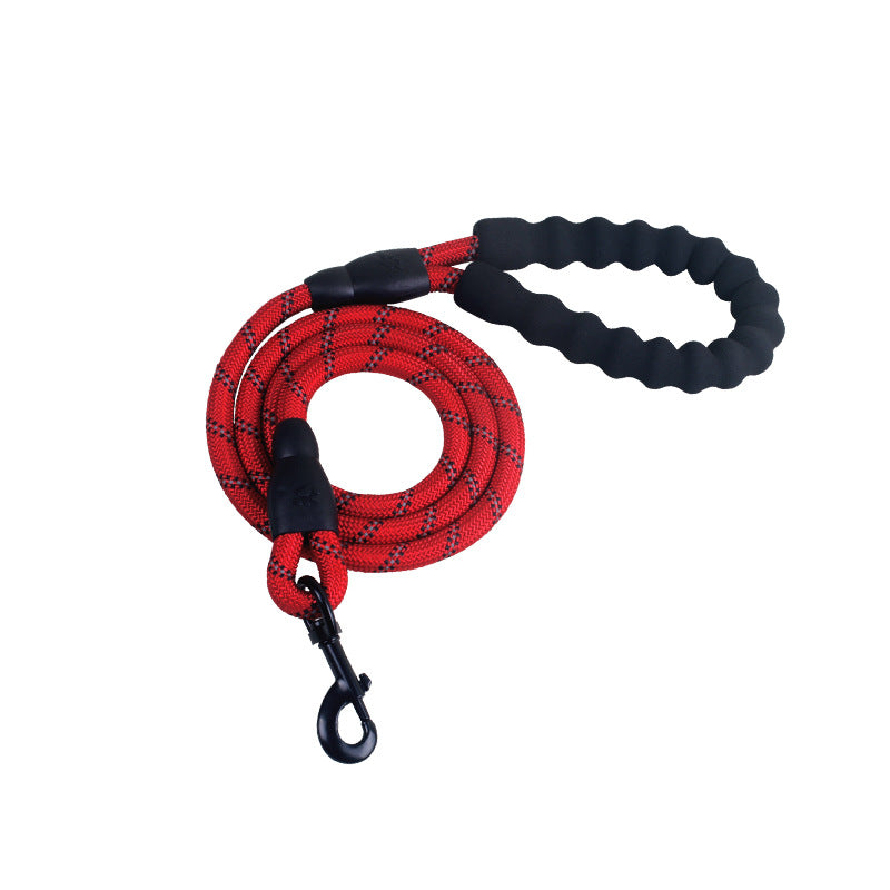 Reflective Nylon Dog Leash w/ Padded Foam Handle | Safety for Night Walks