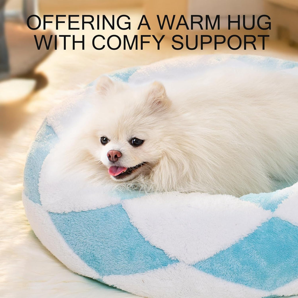 Calm Canine Solutions Orthopedic Donut Bed - Blue Check