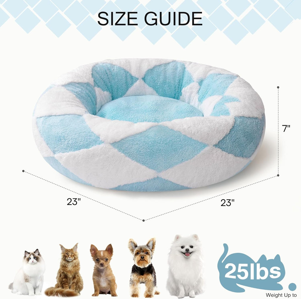 Calm Canine Solutions Orthopedic Donut Bed - Blue Check