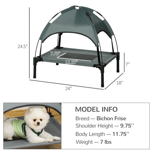 Calm Canine Solutions Elevated Canopy Dog Bed - 24" Gray