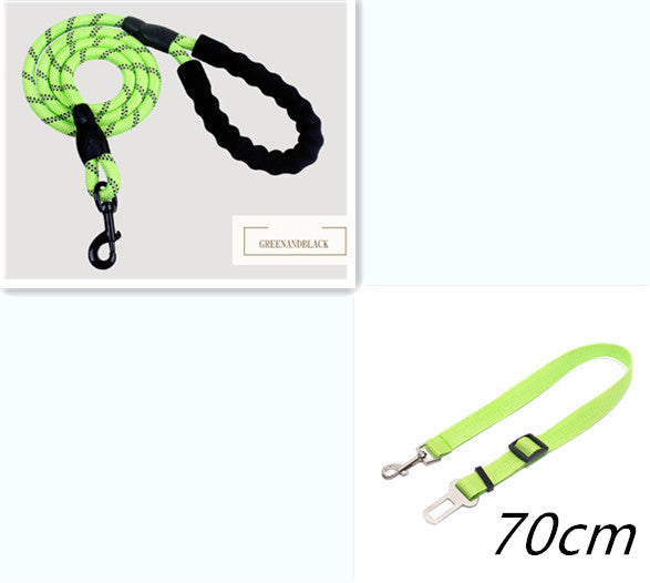 Reflective Nylon Dog Leash w/ Padded Foam Handle | Safety for Night Walks