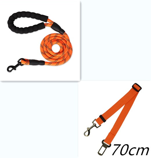 Reflective Nylon Dog Leash w/ Padded Foam Handle | Safety for Night Walks