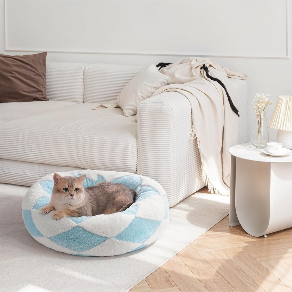 Calm Canine Solutions Orthopedic Donut Bed - Blue Check