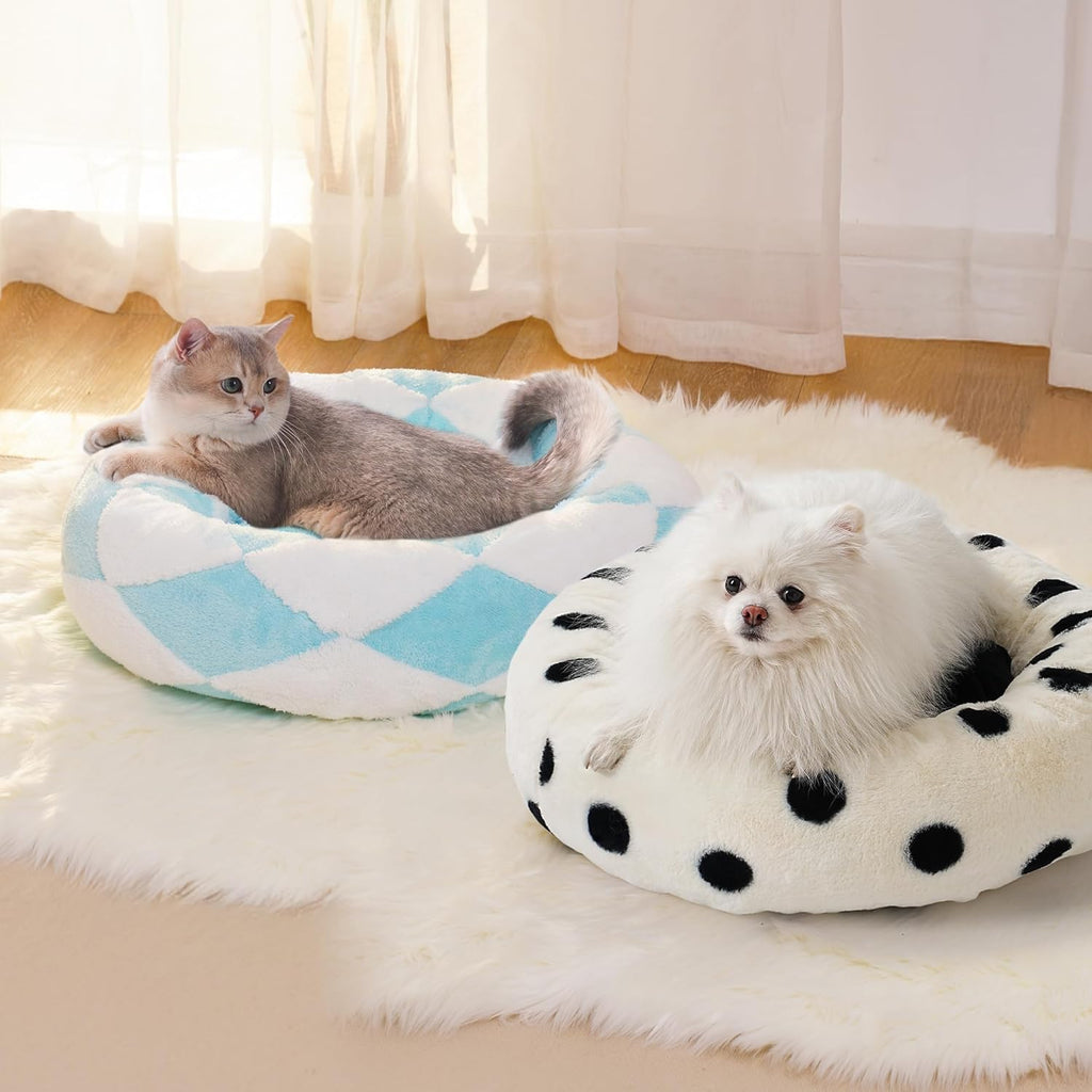 Calm Canine Solutions Orthopedic Donut Bed - Blue Check