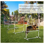 4 Piece Dog Agility Training Equipment for Dog Agility Course with Adjustable Height Jump Bars