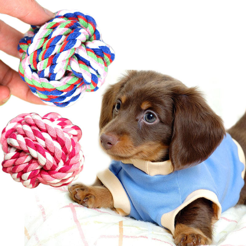 Durable Cotton Rope Dog Toy Ball - Chew & Fetch - CalmCanineShop