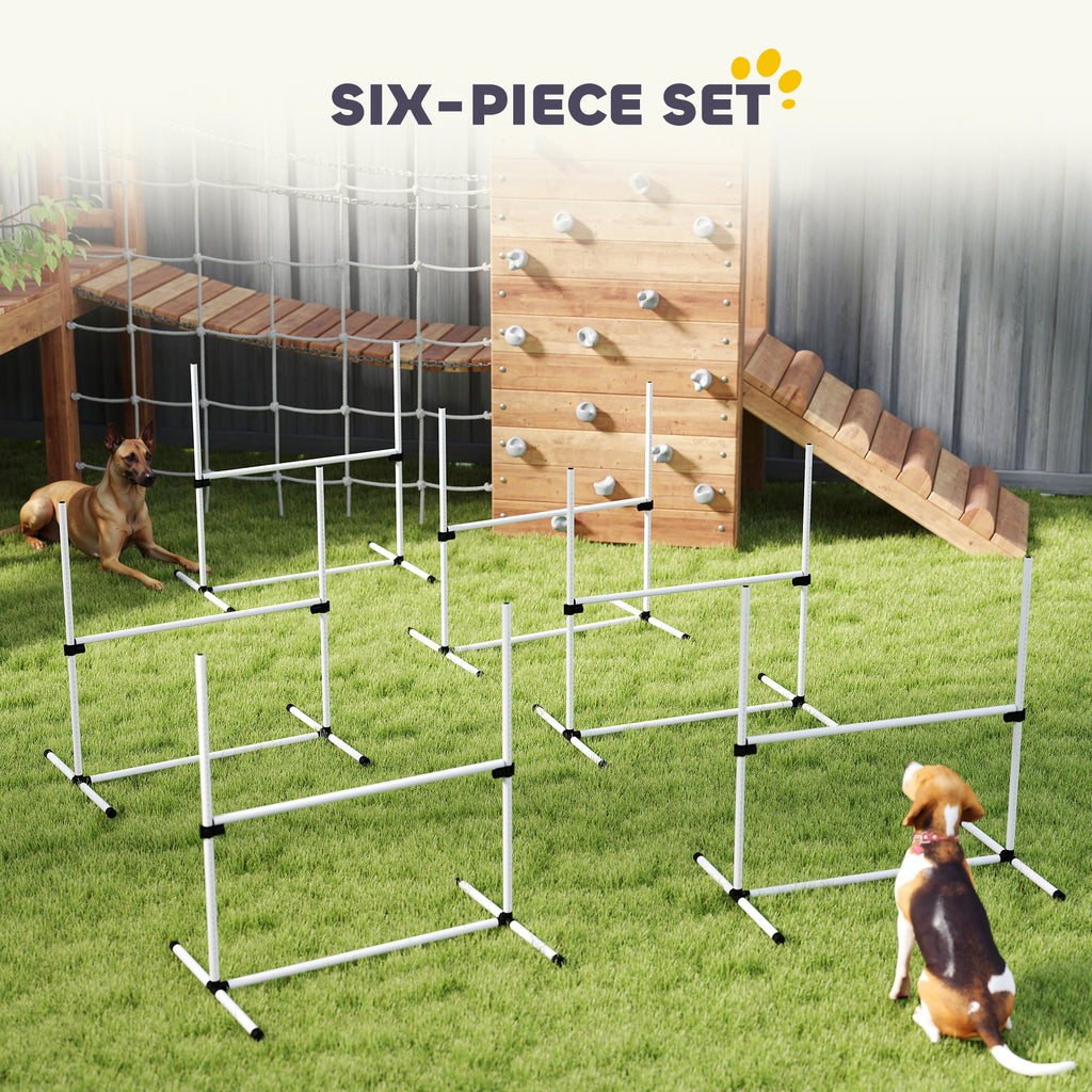 6 Piece Dog Agility Set with Adjustable Height Jump Bars