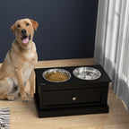 Large Elevated Dog Bowls with Storage Drawer Containing 11L Capacity