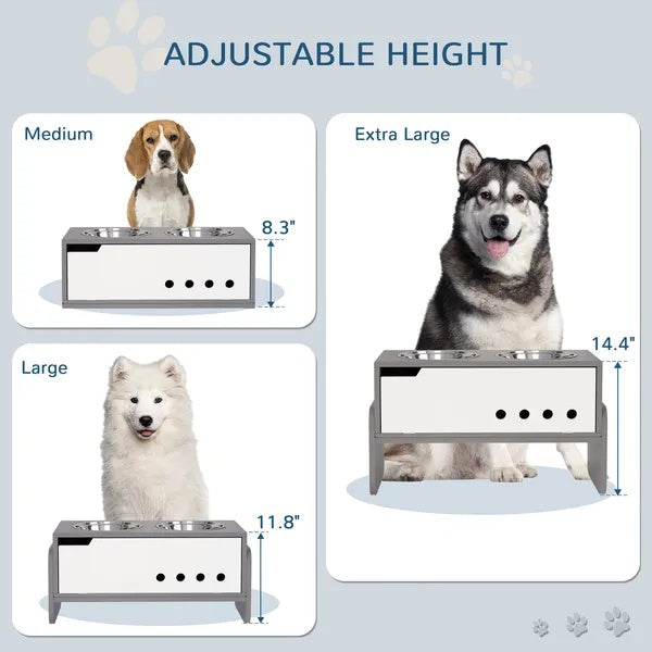 Elevated Dog Bowls, 3 Height Adjustable Raised Dog Bowls W Slow Feeder Mat, Stand, For Medium To Extra Large Dogs