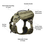 PETMARVEL High-Perfomance Tactical Dog Harness With Backpack, No Pull Front Clip & Metal Buckles