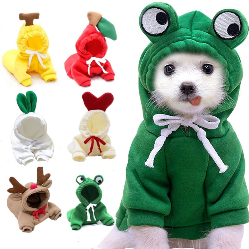Cozy Fruit Dog Hoodie - Warm Fleece for Calm Small Dogs
