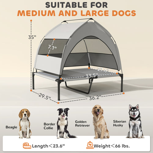 Calm Canine Solutions Cooling Elevated Dog Bed + Canopy