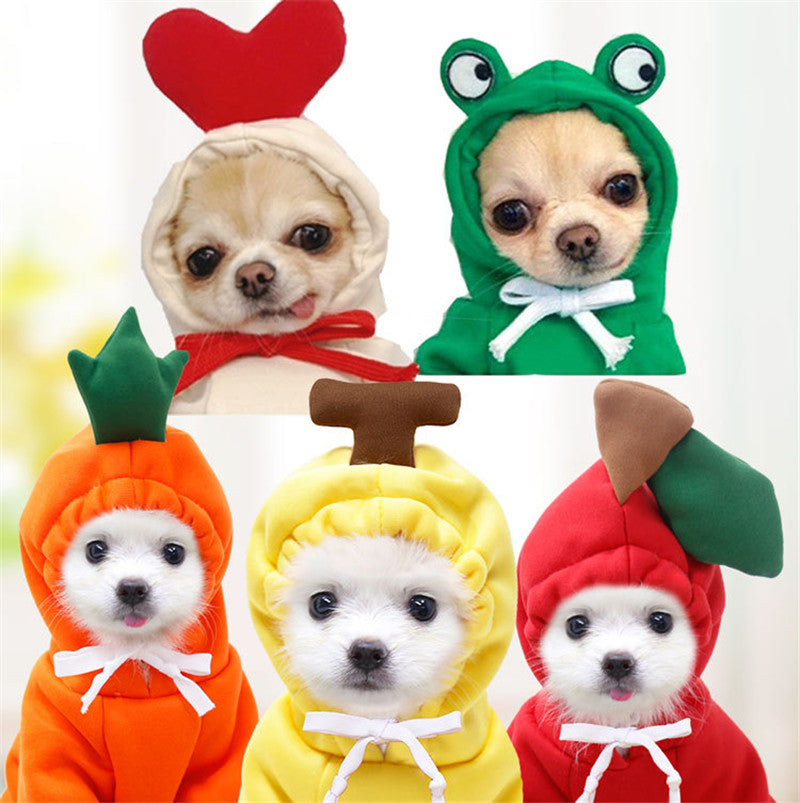 Cozy Fruit Dog Hoodie - Warm Fleece for Calm Small Dogs