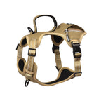PETMARVEL High-Perfomance Tactical Dog Harness With Poop Bag Holder, No Pull Front Clip & Metal Buckles, Brown S