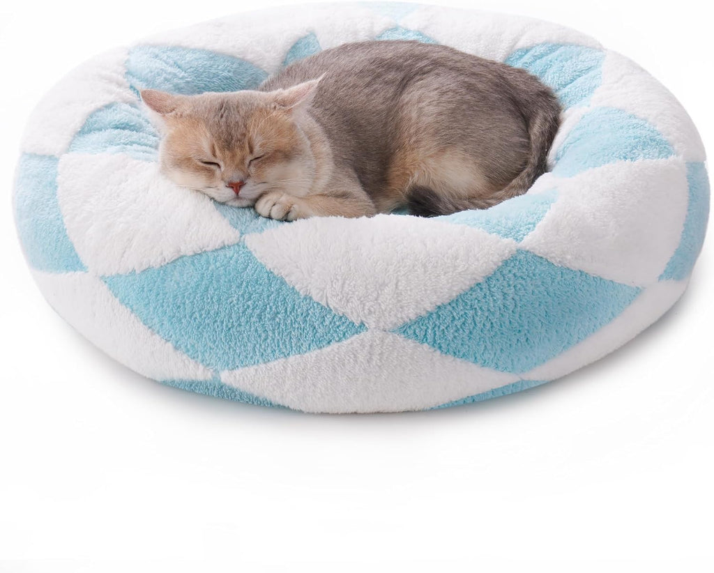 Calm Canine Solutions Orthopedic Donut Bed - Blue Check