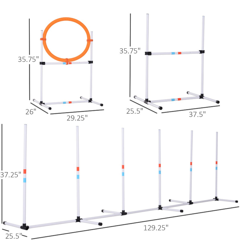 Portable Pet Agility Pet Training Set Dog Obstacle Exercise Adjustable Jump Ring High Jumper w/ Carry Bag