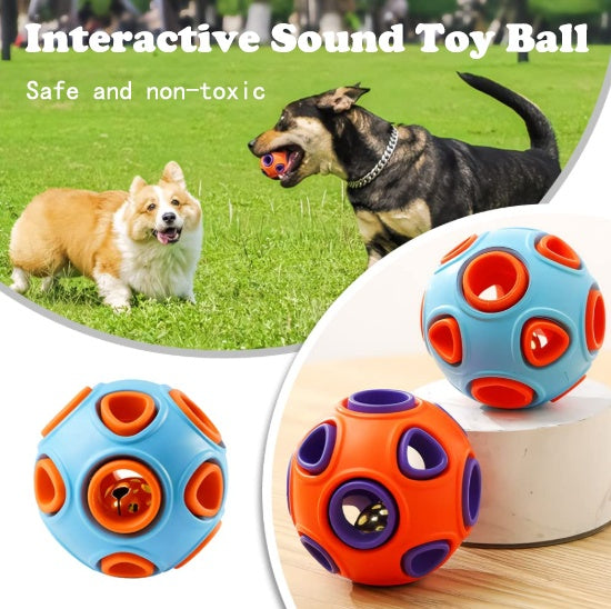 Dog Rubber Ball With Bell Sound, 2-Pack, Interactive Pet Chew Toy For Puppies And Small Dogs.Please Note That Both Items Shipped Are Intended As Bells And Do Not Include Lights.