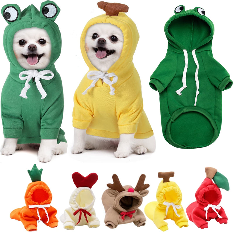 Cozy Fruit Dog Hoodie - Warm Fleece for Calm Small Dogs