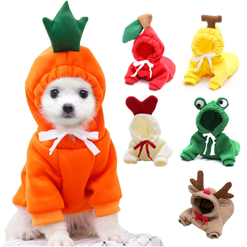 Cozy Fruit Dog Hoodie - Warm Fleece for Calm Small Dogs
