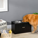 Large Elevated Dog Bowls with Storage Cabinet Containing Large 44L Capacity