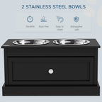 Large Elevated Dog Bowls with Storage Drawer Containing 11L Capacity